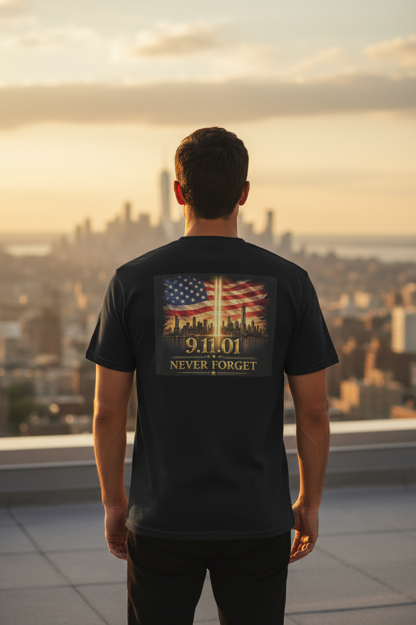 Black Tee - Man Looking at NYC