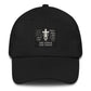 Black Christian patriotic dad hat with exclusive The Lion and The Cross logo lion cross American flag

