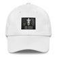 White Christian patriotic dad hat with exclusive The Lion and The Cross logo lion cross American flag
