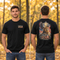 Square front-and-back black tee lifestyle image with tighter framing