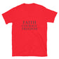 Red Christian Patriotic T-shirt with Faith Courage Freedom text design