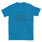 Saffire Blue Christian Patriotic T-shirt with Faith Courage Freedom text design